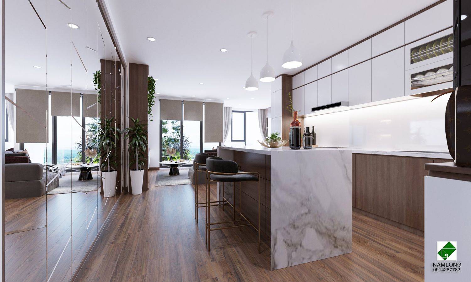 Đảo bếp đá marble
