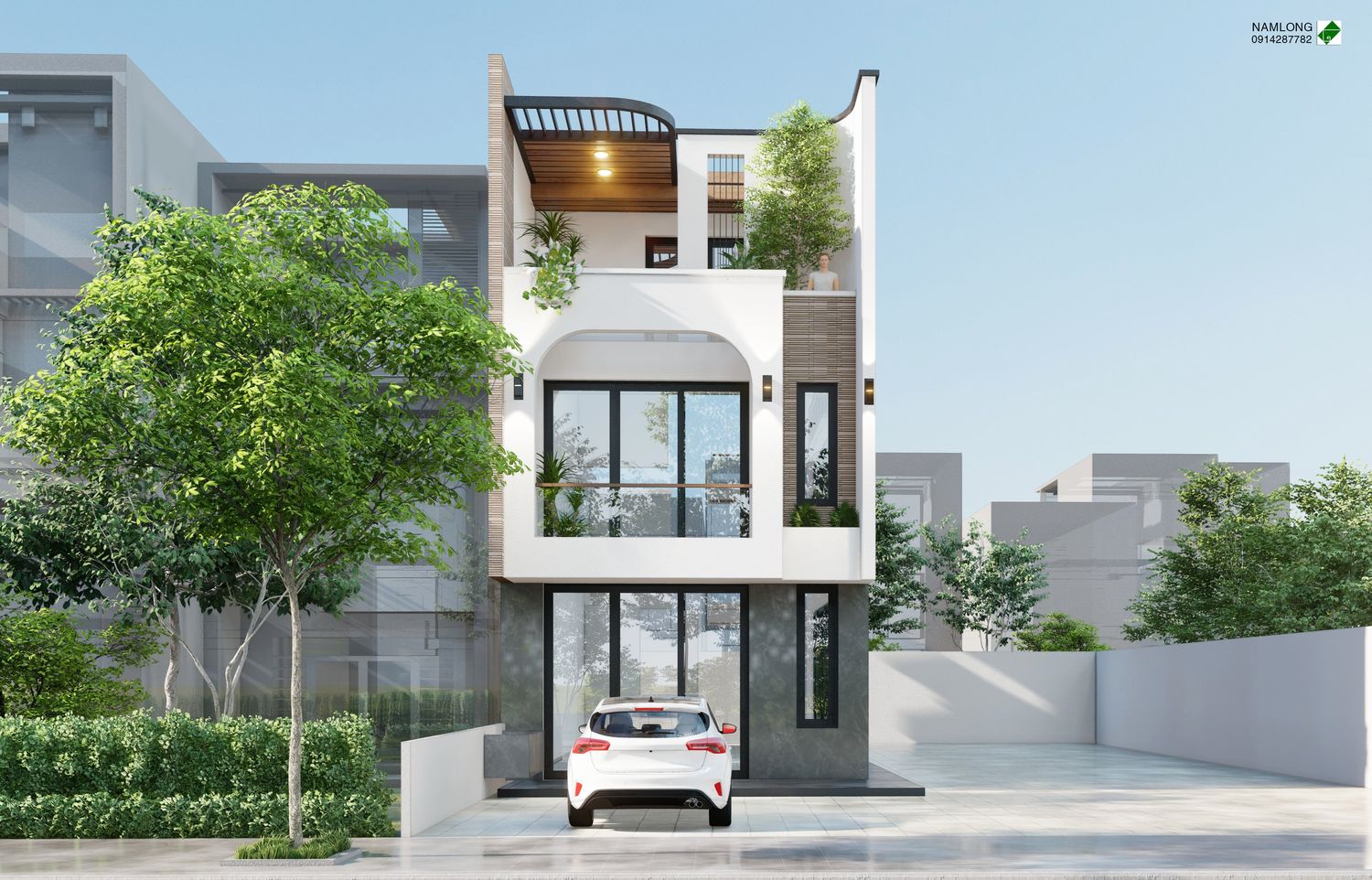 Nhà phố hiện đại, chính diện